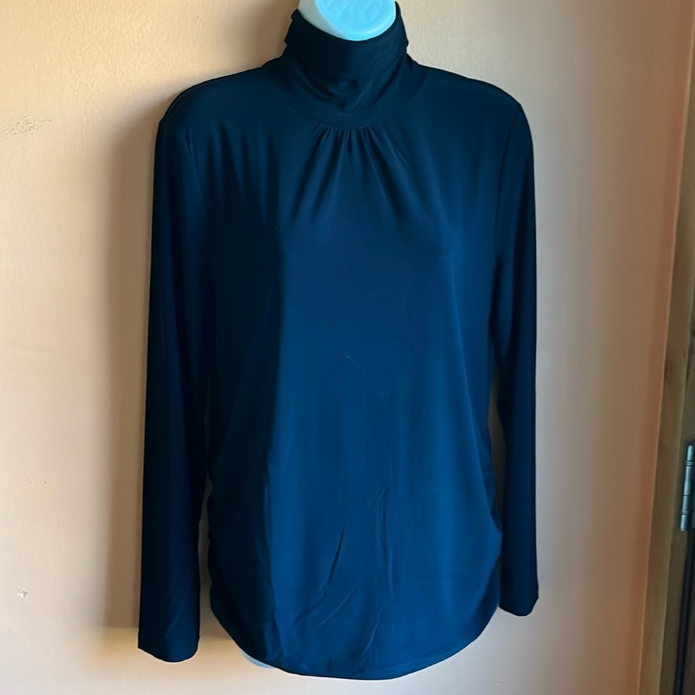 NWT DKNY Black Jersey Turtleneck Top sz M
